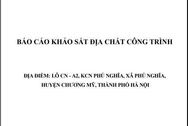 Báo cáo khảo sát địa chất công trình tại KCN Phú Nghĩa Hà Nội