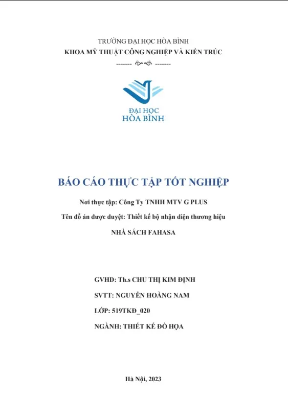 Báo cáo thực tập thiết kế bộ nhận diện thương hiệu Nhà sách FAHASA