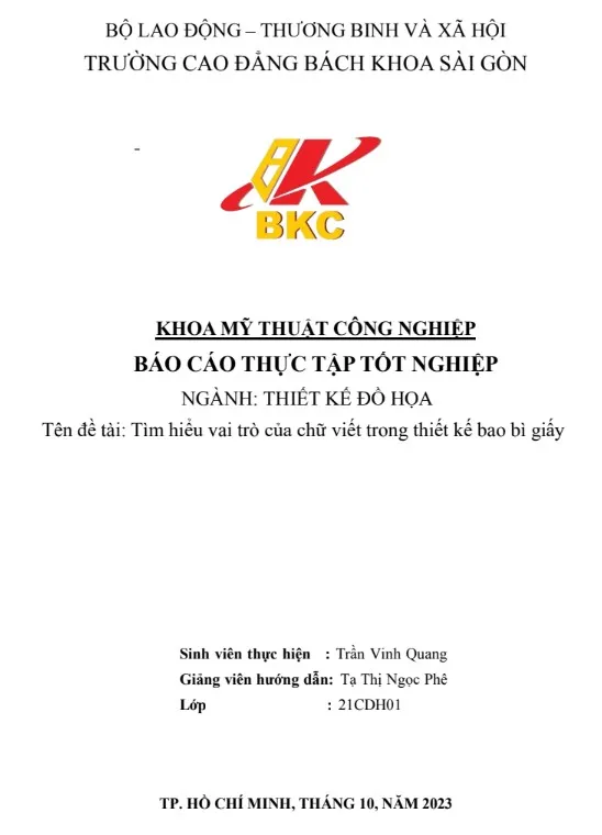 Báo cáo thực tập thiết kế đồ họa ứng dụng Typography trong thiết kế bao bì giấy