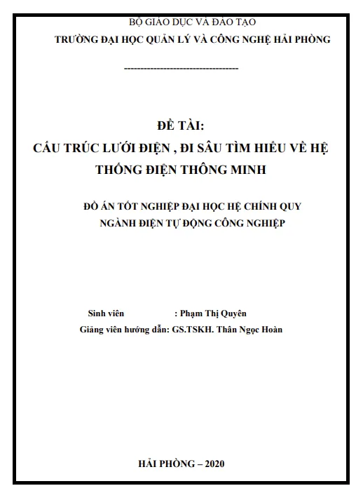Báo cáo thực tập tốt nghiệp điện công nghiệp về tìm hiểu về hệ thống lưới điện thông minh