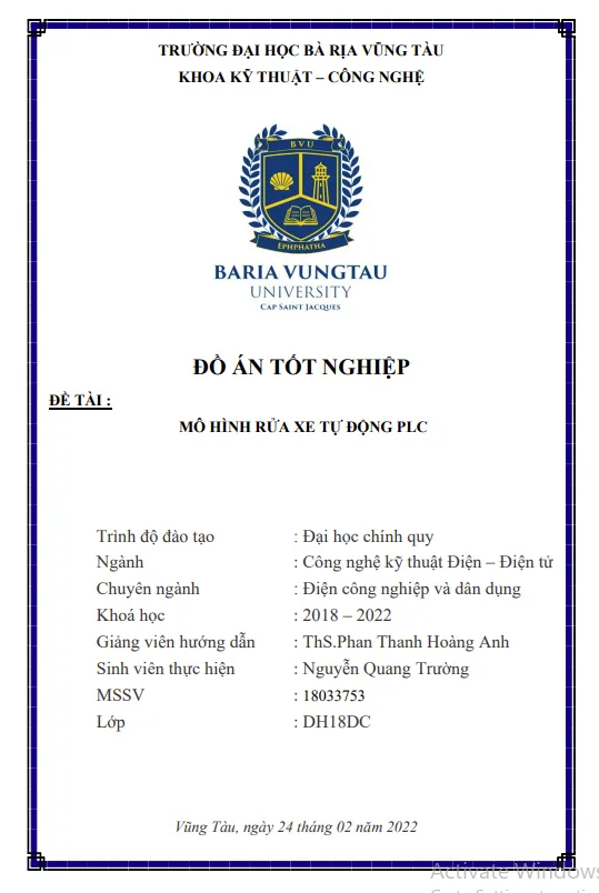 Báo cáo thực tập mô hình rửa xe tự động điều khiển bằng PLC
