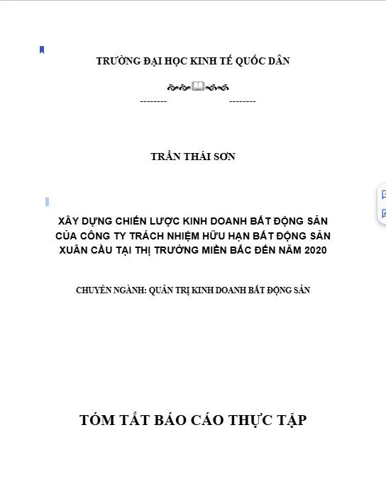 Đề tài thực tập bất động sản về xây dựng chiến lược kinh doanh