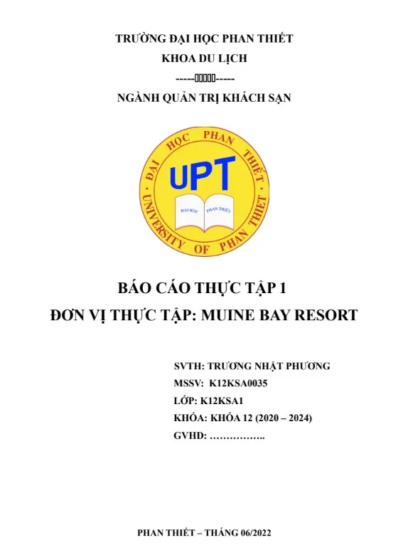 Báo cáo thực tập khách sạn tại Muine Bay Resort