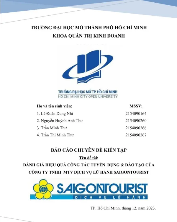 Đánh giá hiệu quả công tác tuyển dụng & đào tạo tại Saigontourist