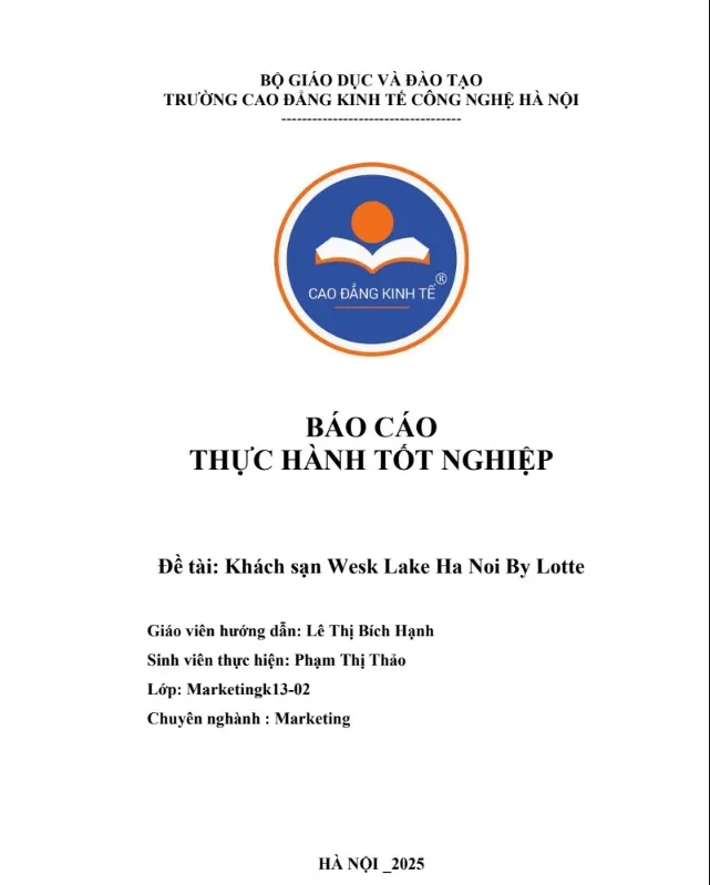Mẫu báo cáo thực tập Marketing và Tiệc tại Lotte West Lake
