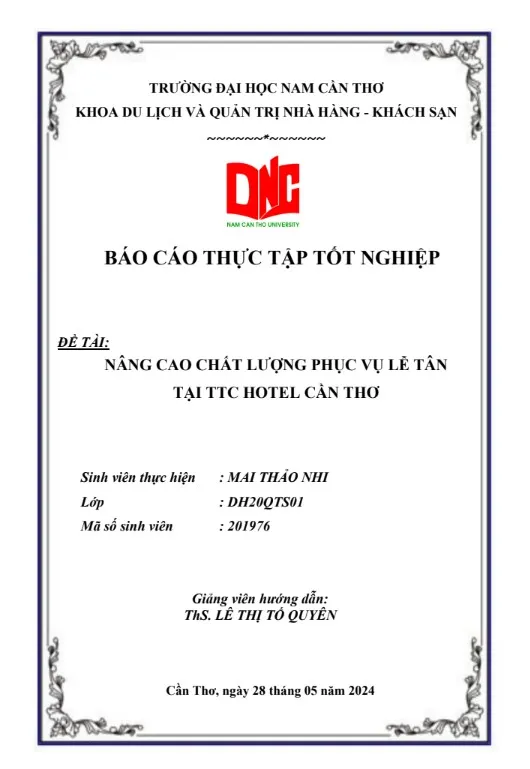 Nâng cao chất lượng quy trình phục vụ lễ tân tại TTC Hotel Cần Thơ